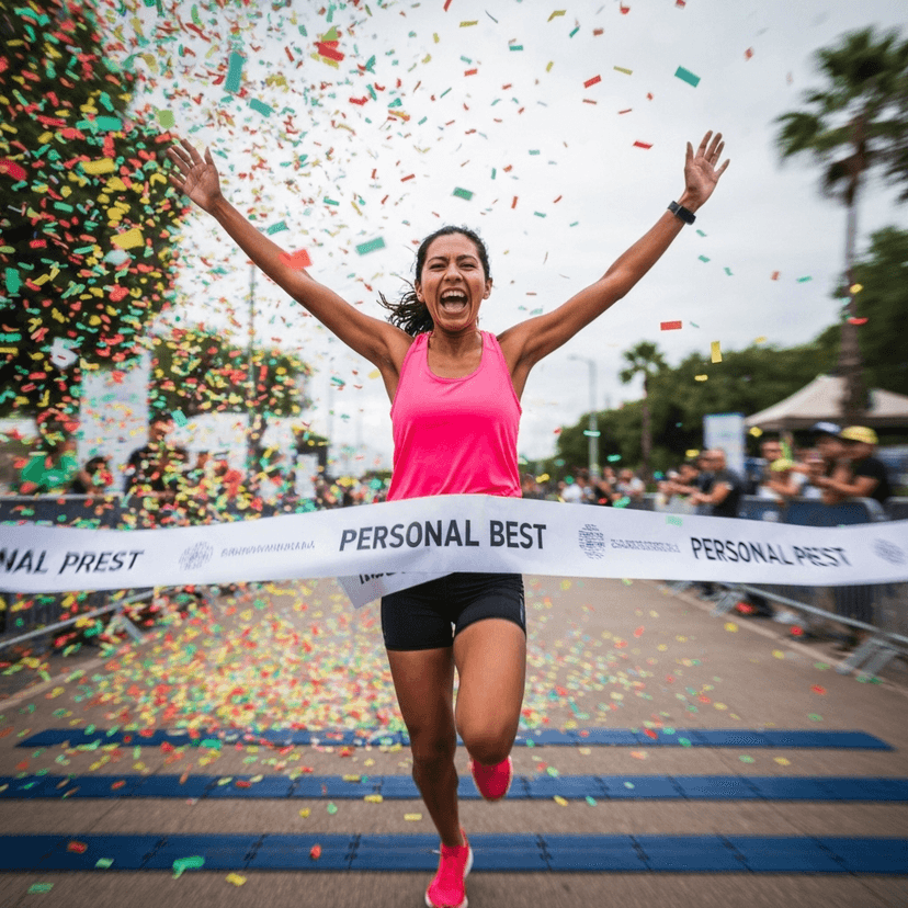 Happy runner celebrating after spine treatment