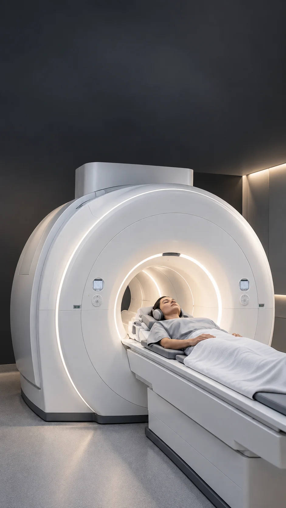 A surgeon reviewing MRI imaging with a patient